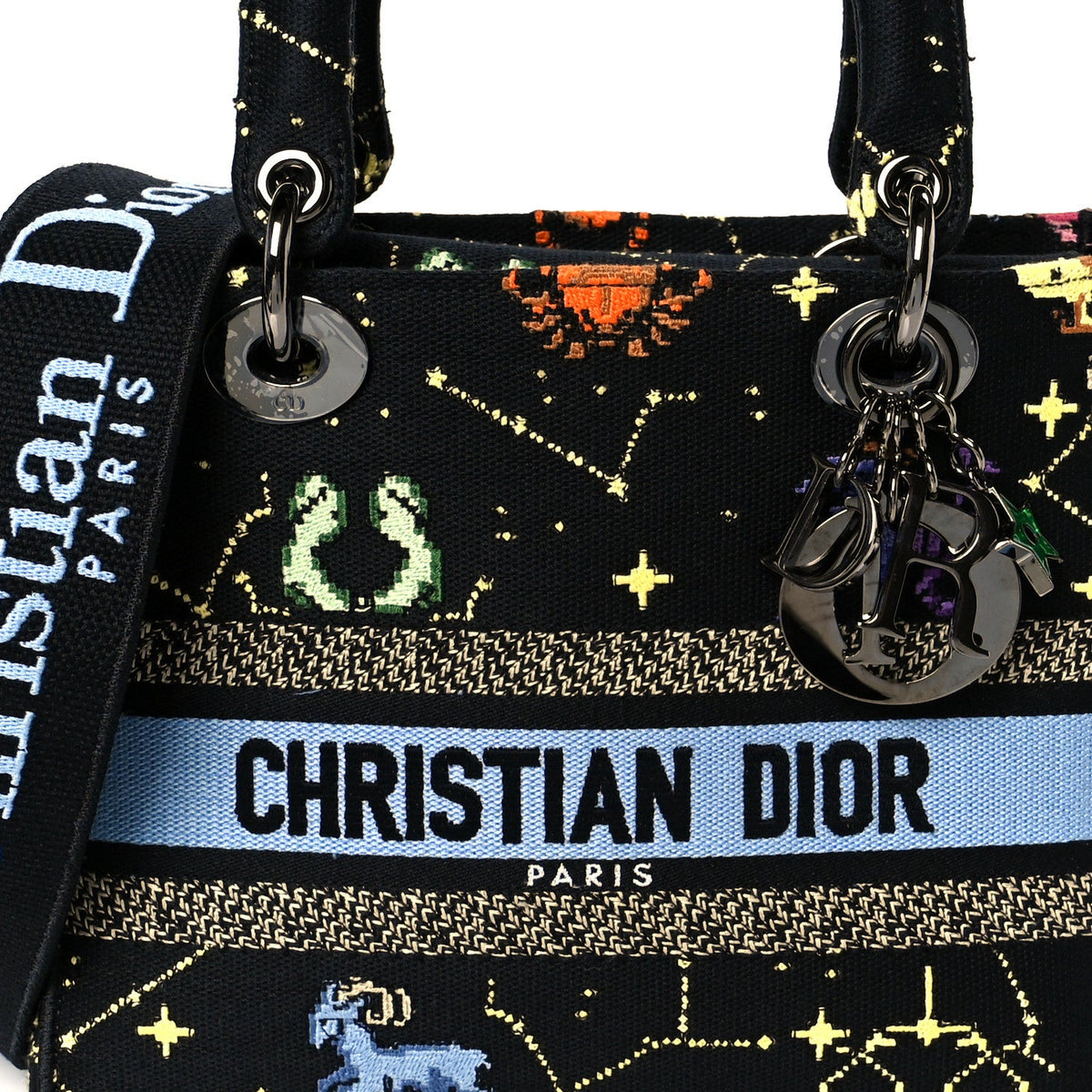 Canvas Pixel Zodiac Embroidered Medium Lady D-Lite Nero Multicolor