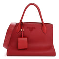 Saffiano Cuir Calfskin Medium Monochrome Top Handle Tote Fuoco