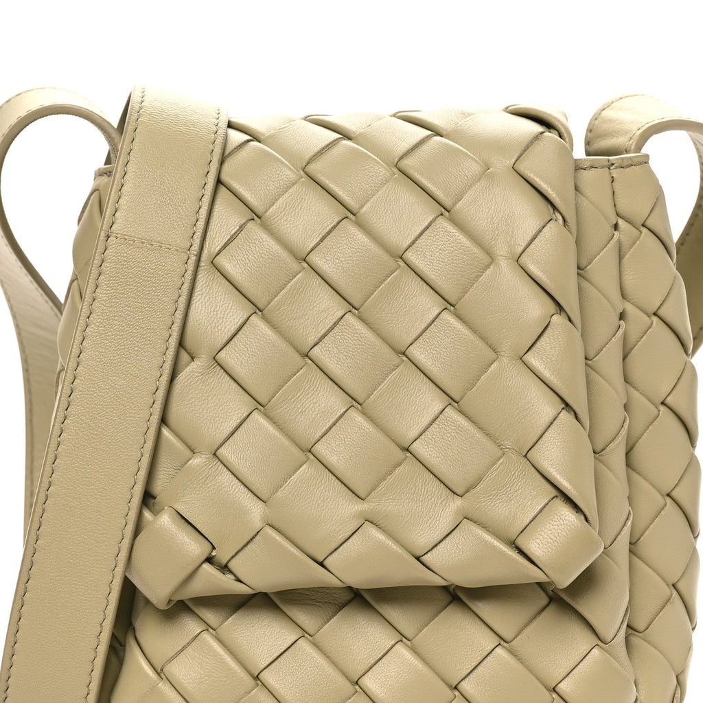 Nappa Intrecciato Mini Vertical Cobble Shoulder Bag Travertine