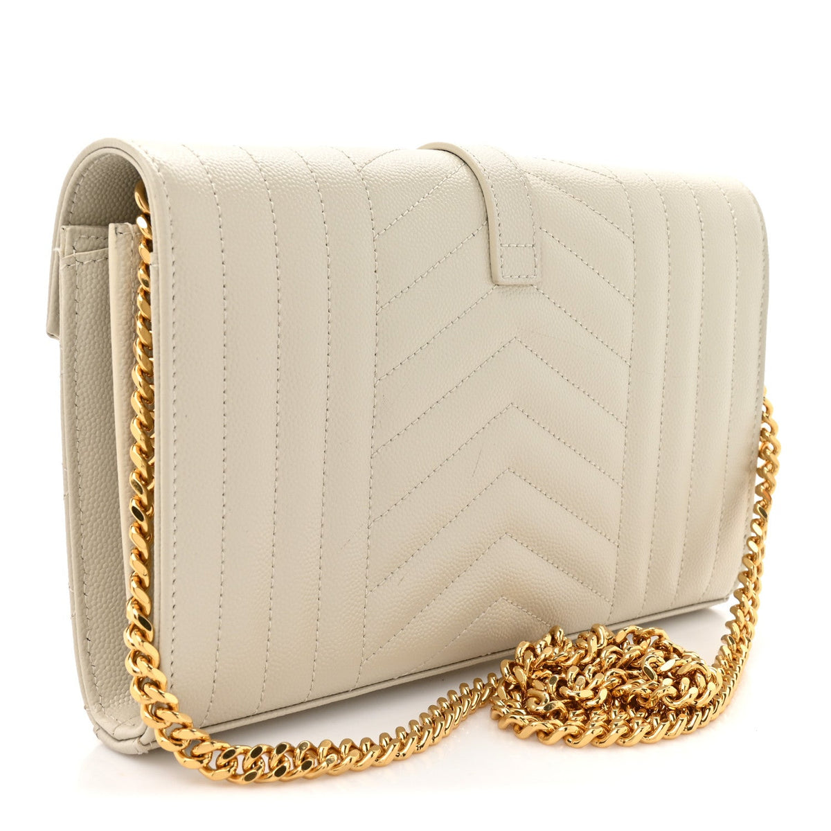 Grain De Poudre Mixed Matelasse Triquilt Monogram Chain Wallet Crema Soft