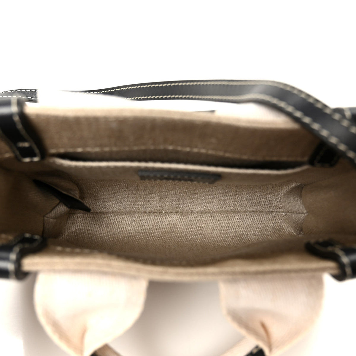 Linen Calfskin Mini Woody Ribbon Tote White Navy