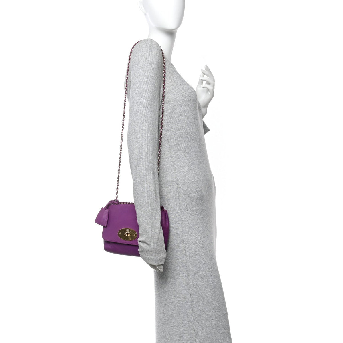Small Classic Grain Calfskin Small Lily Flap Heather