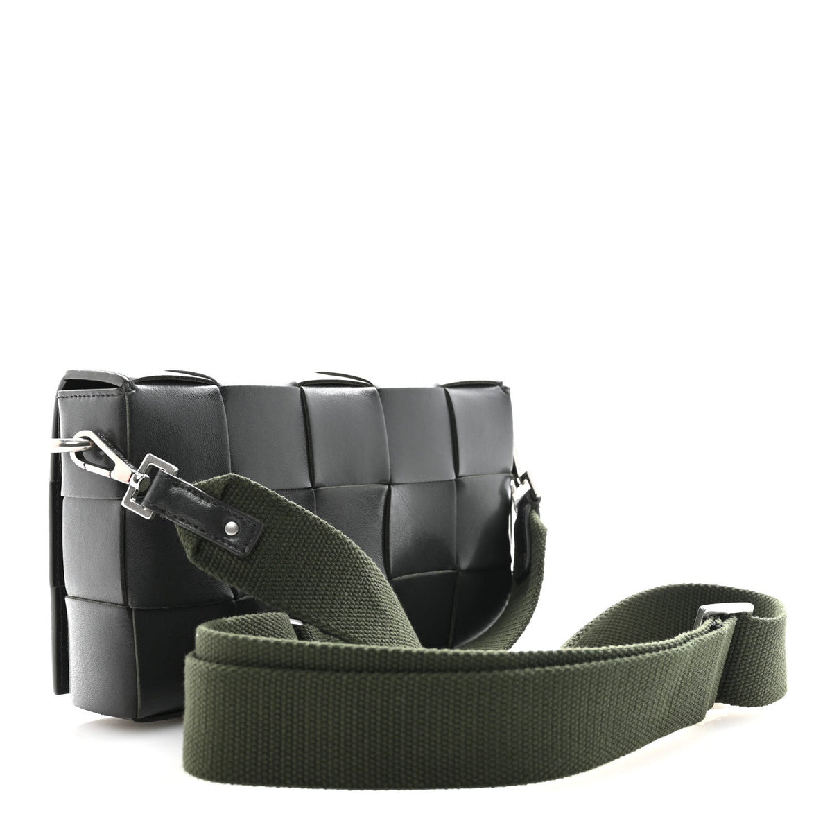 Calfskin Maxi Intreccio Cassette With Strap Bag Dark Green