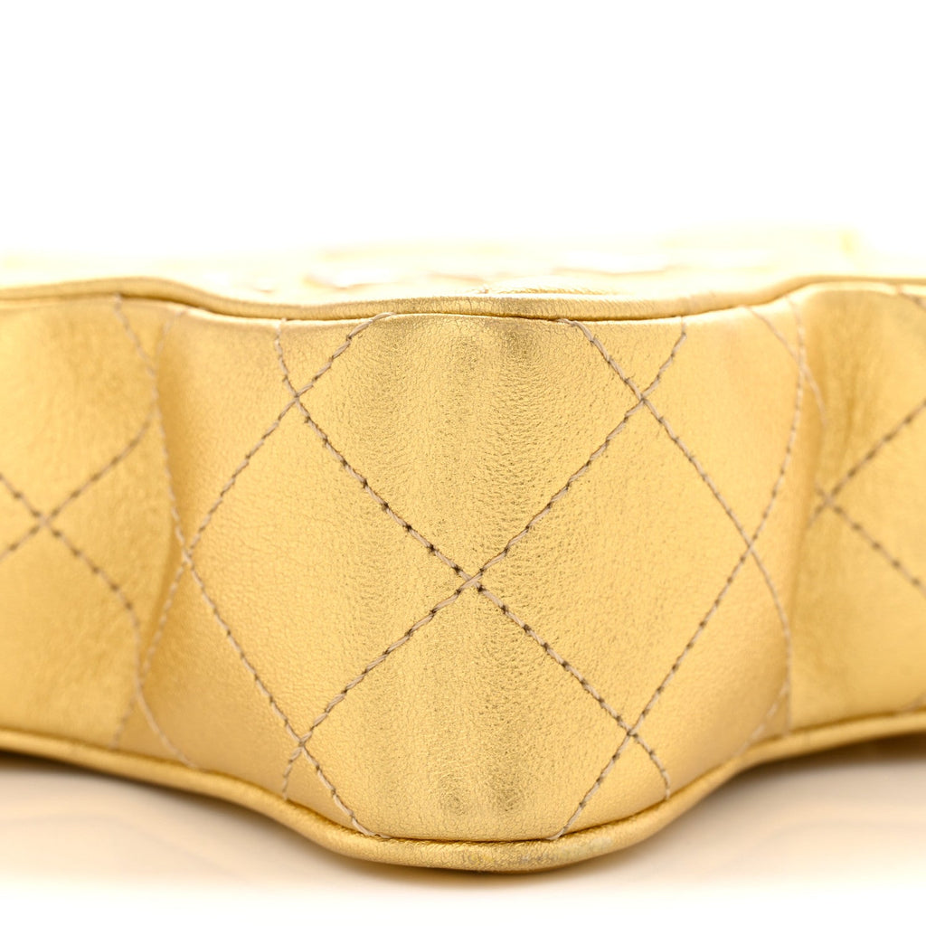 Metallic Lambskin Quilted Walk Of Fame Star Bag Gold