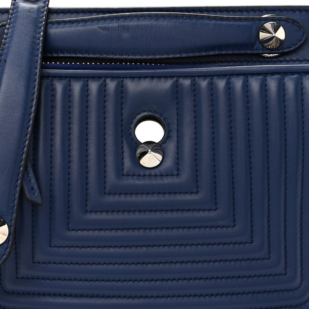 Shiny Nappa Trapuntata Chain Small DotCom Click Chain Satchel Blue
