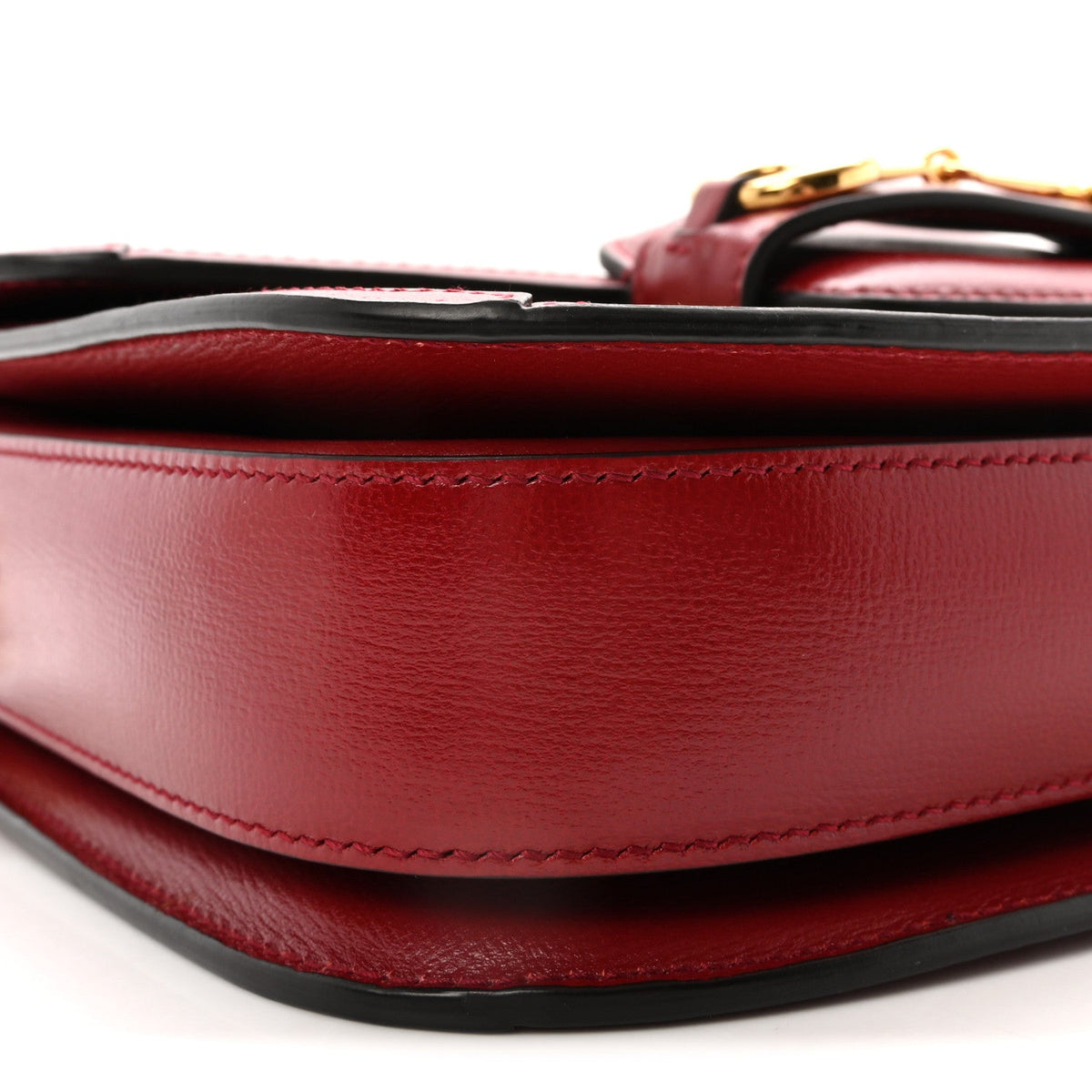 GG Supreme Monogram Azalea Calfskin Horsebit 1955 Shoulder Bag Beige Ebony New Cherry Red