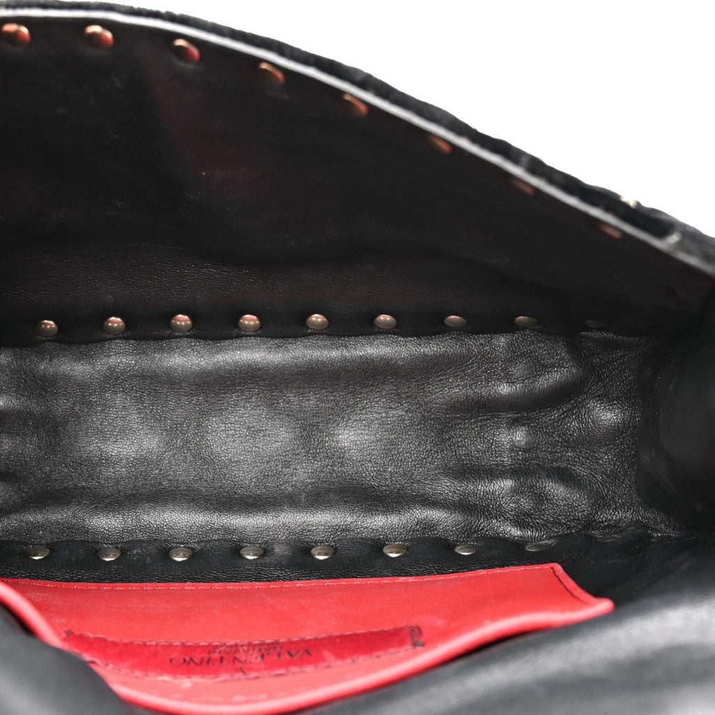 Velvet Small Rockstud Spike Shoulder Bag Black
