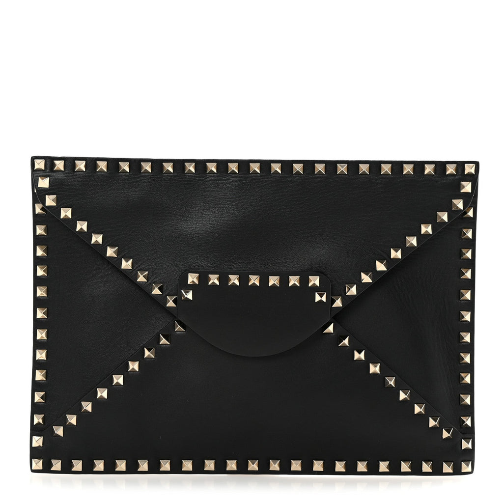 Vitello Untitled Rockstud Envelope Clutch Black