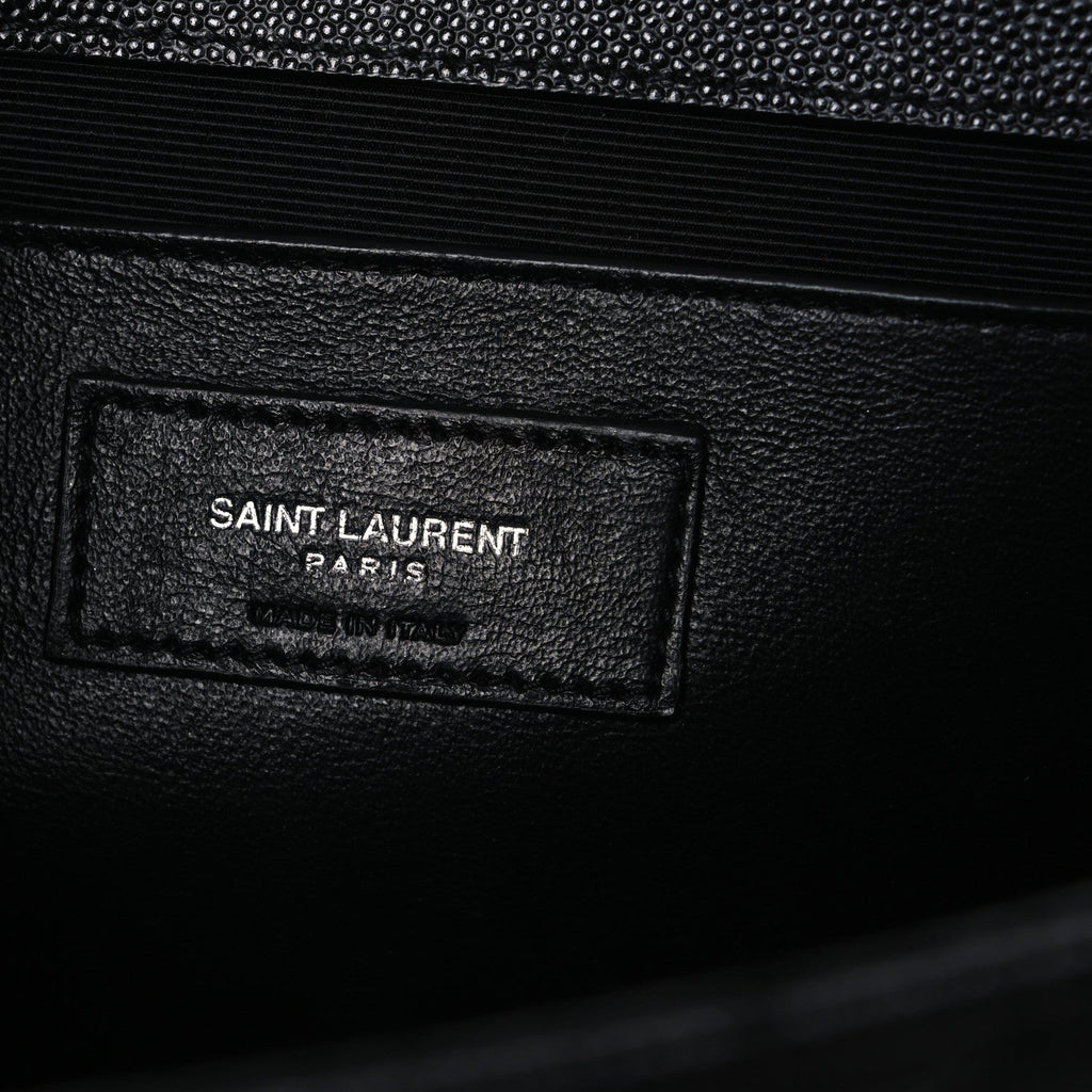 Grain De Poudre Textured Mixed Matelasse Triquilt Medium Monogram Satchel Black