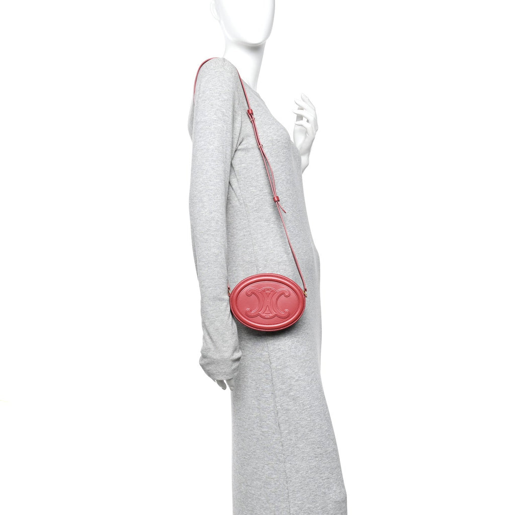 Smooth Calfskin Small Triomphe Oval Crossbody Purse Lipstick