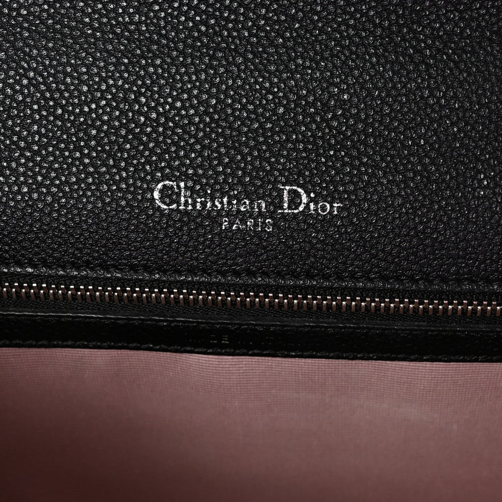 Grained Calfskin Medium Diorama Flap Bag Black