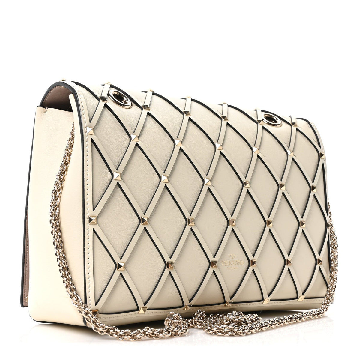 Smooth Calfskin Quilted Beehive Shoulder Bag Light Ivory
