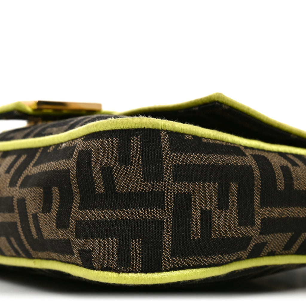 Fabric Jacquard FF 1974 Large Baguette Tobacco Moro Giallo Fluo