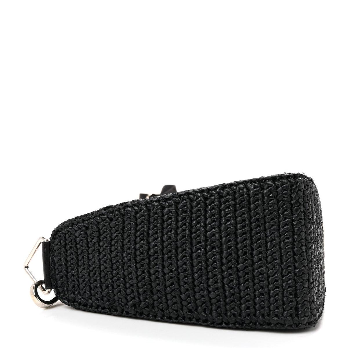 Yarn Raffia Effect Crochet Triangle Shoulder Bag Black
