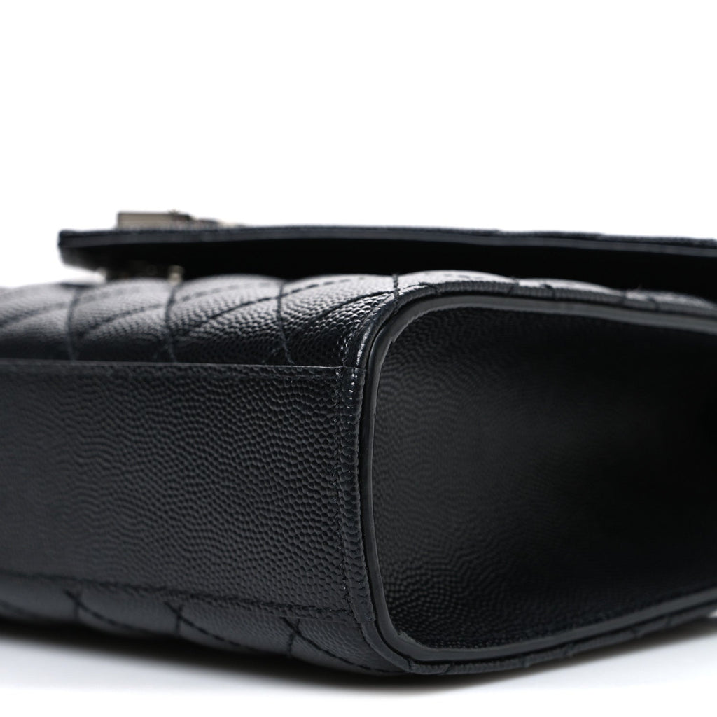 Grain De Poudre Textured Mixed Matelasse Triquilt Medium Monogram Satchel Black