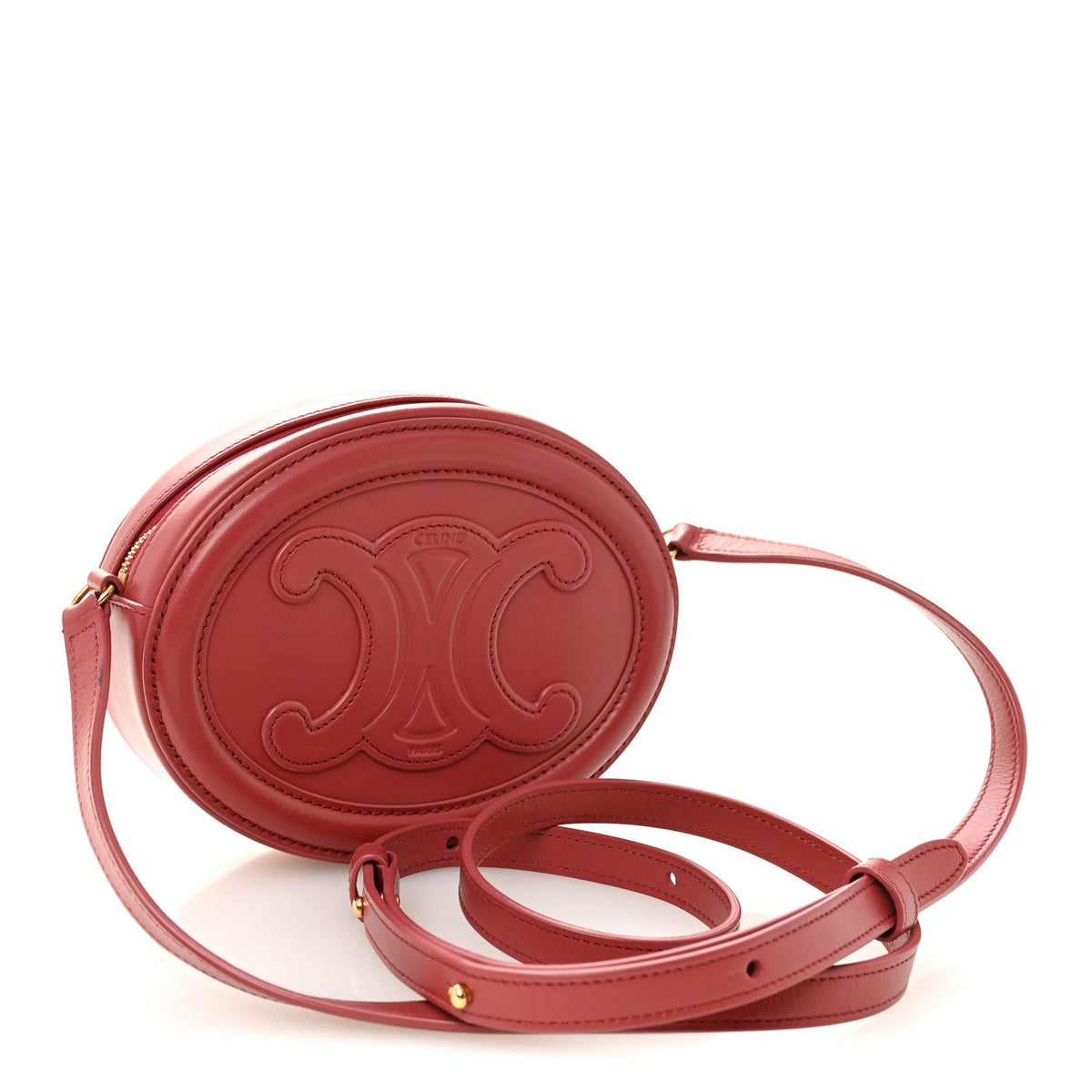 Smooth Calfskin Small Triomphe Oval Crossbody Purse Lipstick